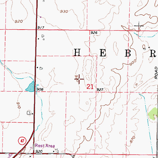 Topographic Map of Village of Hebron, IL