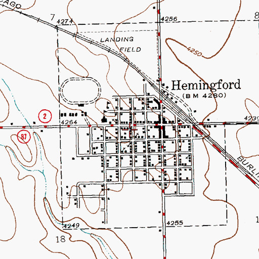 Topographic Map of Village of Hemingford, NE