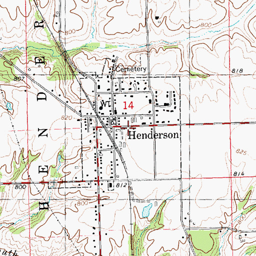 Topographic Map of Village of Henderson, IL