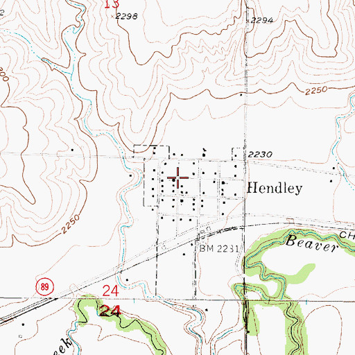 Topographic Map of Village of Hendley, NE