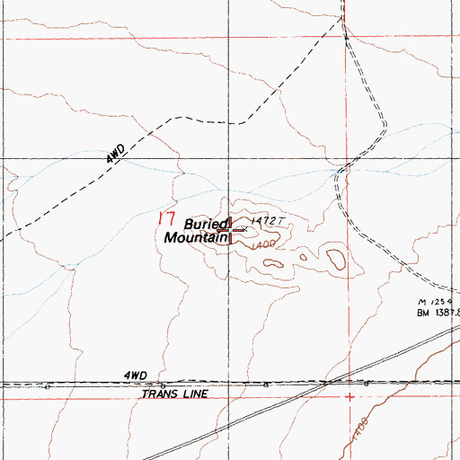 Topographic Map of Buried Mountain, CA