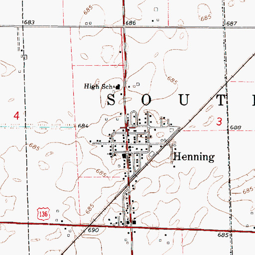 Topographic Map of Village of Henning, IL