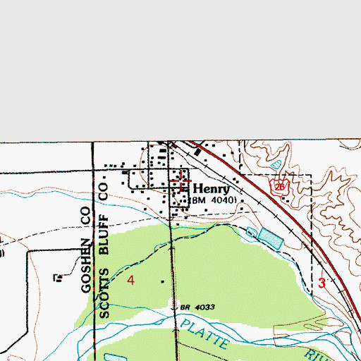 Topographic Map of Village of Henry, NE