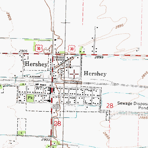 Topographic Map of Village of Hershey, NE