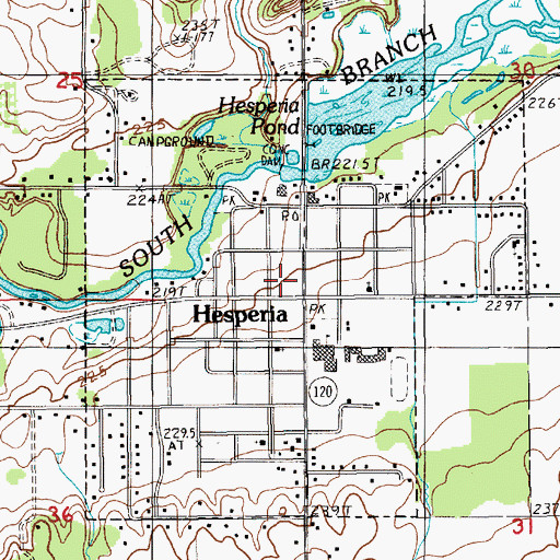 Topographic Map of Village of Hesperia, MI