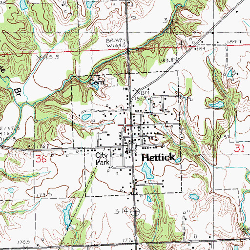Topographic Map of Village of Hettick, IL