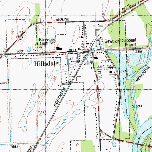 Topographic Map of Village of Hillsdale, IL