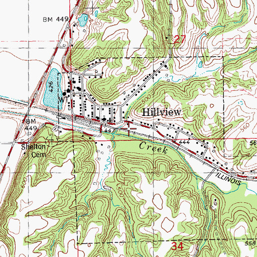 Topographic Map of Village of Hillview, IL