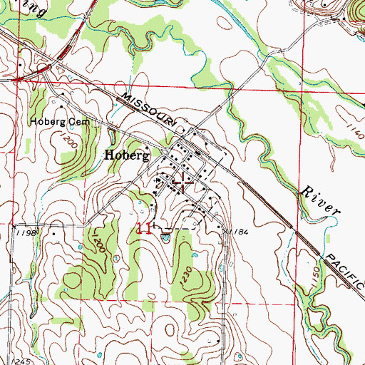 Topographic Map of Village of Hoberg, MO