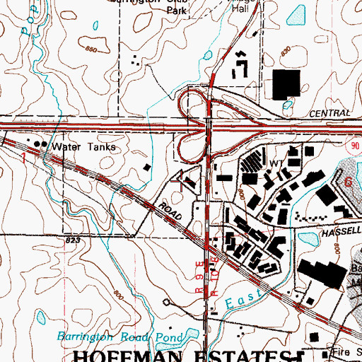 Topographic Map of Village of Hoffman Estates, IL