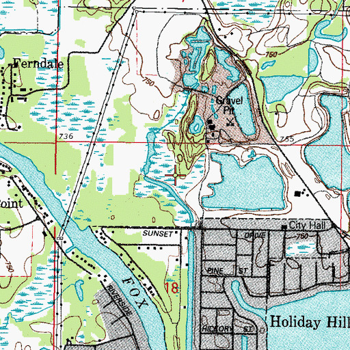 Topographic Map of Village of Holiday Hills, IL