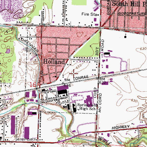 Topographic Map of Village of Holland, OH