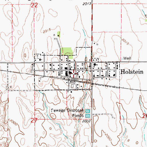 Topographic Map of Village of Holstein, NE
