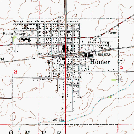 Topographic Map of Village of Homer, IL