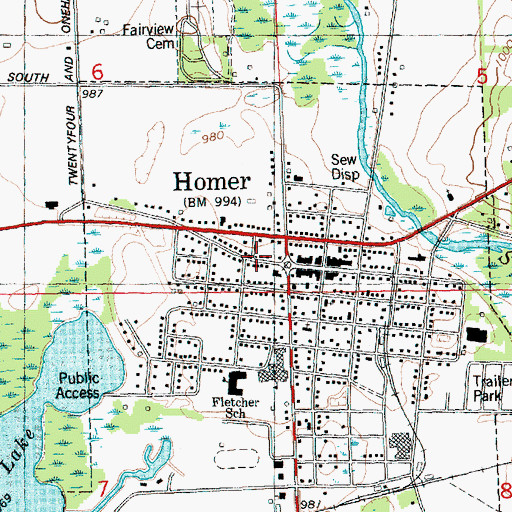 Topographic Map of Village of Homer, MI