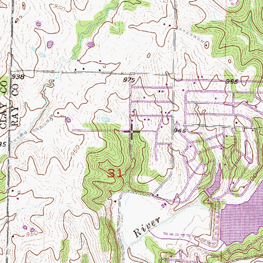 Topographic Map of Village of Homestead, MO