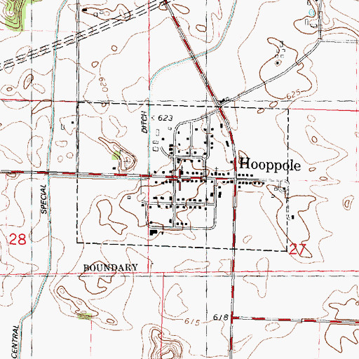 Topographic Map of Village of Hooppole, IL