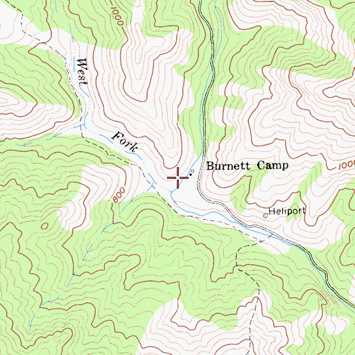 Topographic Map of Burnett Camp, CA