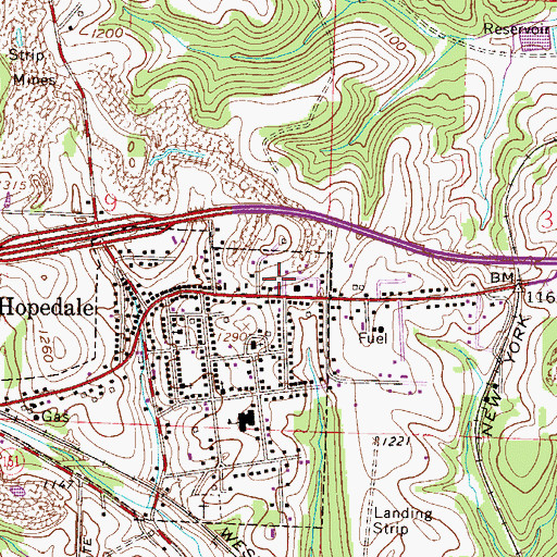 Topographic Map of Village of Hopedale, OH