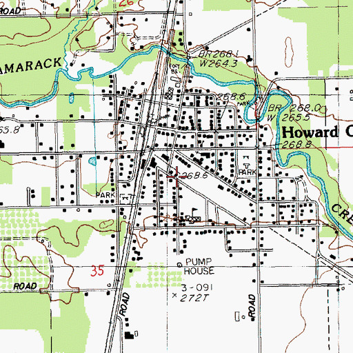 Topographic Map of Village of Howard City, MI