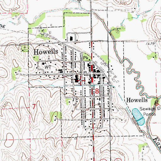 Topographic Map of Village of Howells, NE