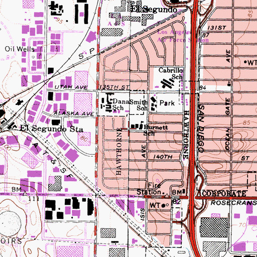 Topographic Map of Burnett School, CA