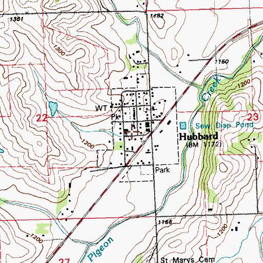 Topographic Map of Village of Hubbard, NE