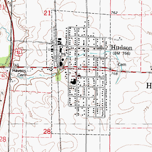 Topographic Map of Village of Hudson, IL