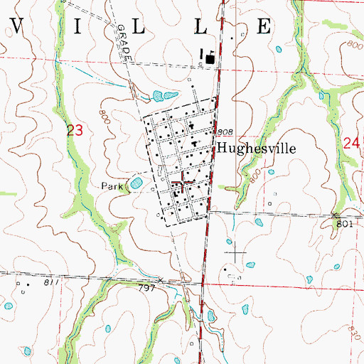 Topographic Map of Village of Hughesville, MO