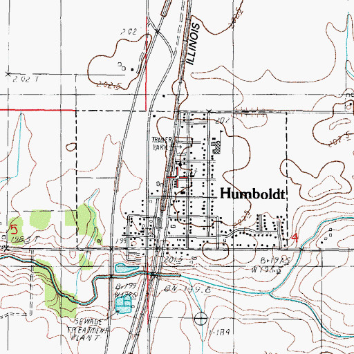 Topographic Map of Village of Humboldt, IL