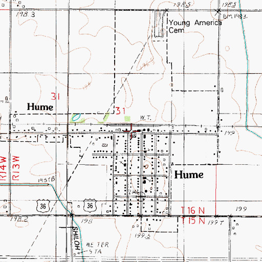 Topographic Map of Village of Hume, IL
