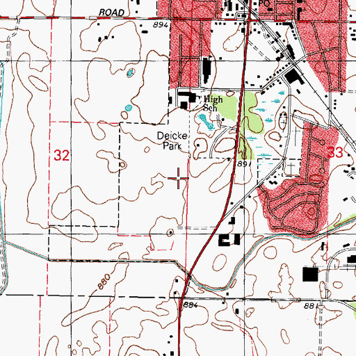 Topographic Map of Village of Huntley, IL