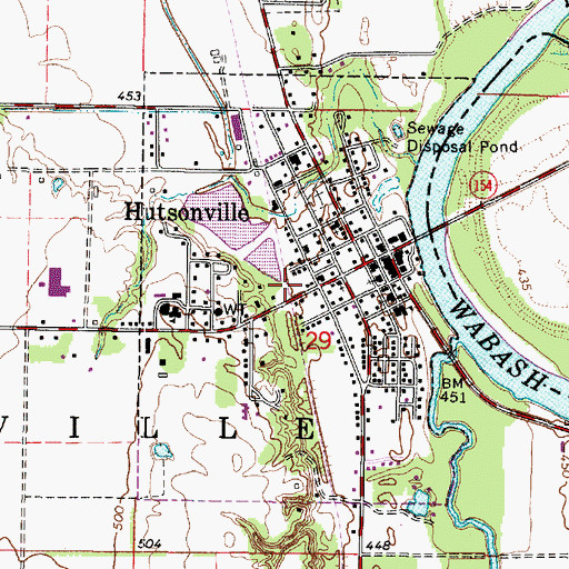 Topographic Map of Village of Hutsonville, IL