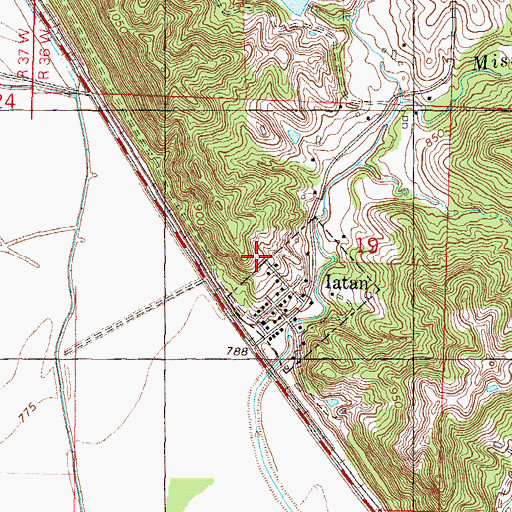 Topographic Map of Village of Iatan, MO