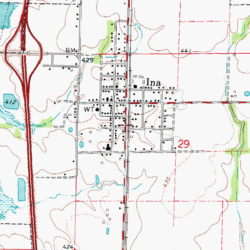 Topographic Map of Village of Ina, IL