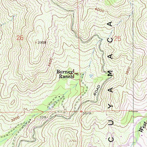 Topographic Map of Burney Ranch, CA
