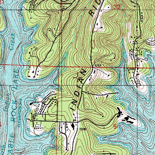 Topographic Map of Village of Indian Point, MO