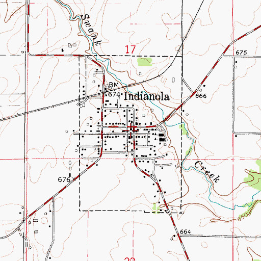 Topographic Map of Village of Indianola, IL