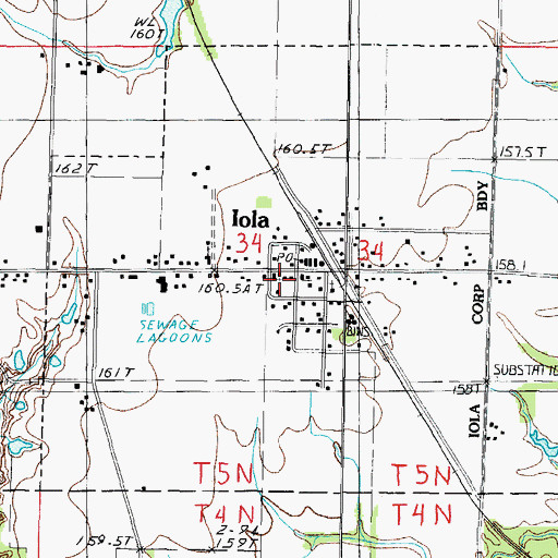 Topographic Map of Village of Iola, IL