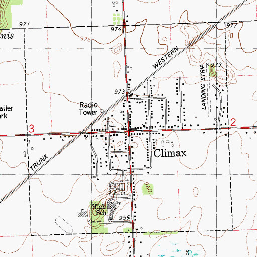 Topographic Map of Village of Climax, MI