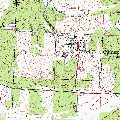 Topographic Map of Village of Climax Springs (historical), MO