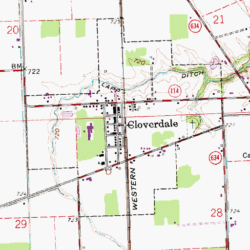 Topographic Map of Village of Cloverdale, OH