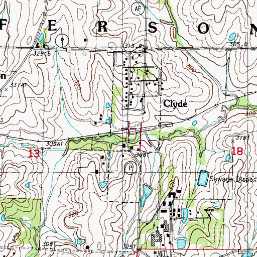Topographic Map of Village of Clyde, MO