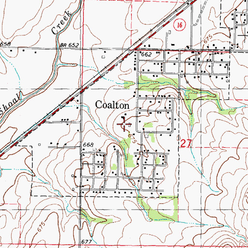 Topographic Map of Village of Coalton, IL