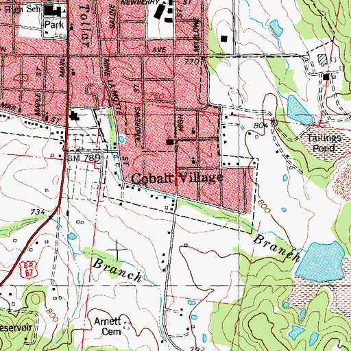 Topographic Map of Village of Cobalt, MO