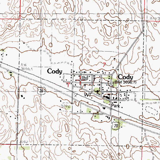 Topographic Map of Village of Cody, NE