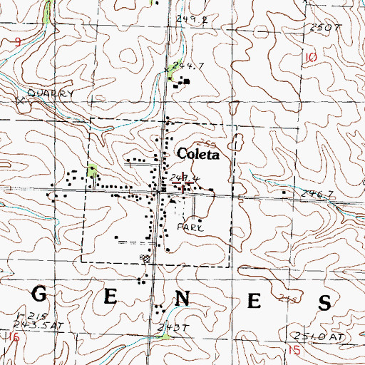 Topographic Map of Village of Coleta, IL