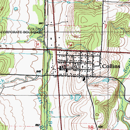 Topographic Map of Village of Collins, MO