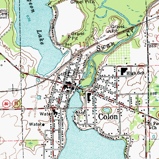 Topographic Map of Village of Colon, MI