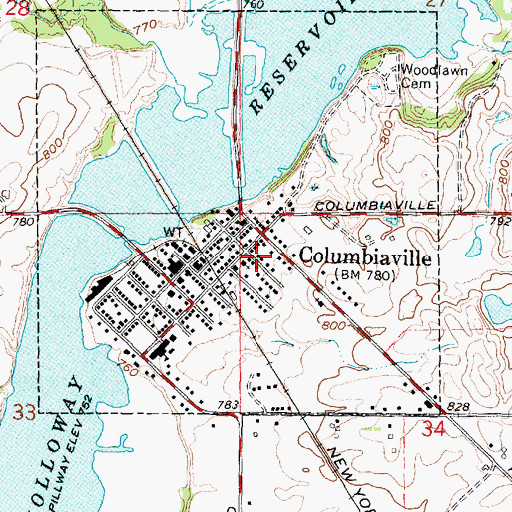 Topographic Map of Village of Columbiaville, MI